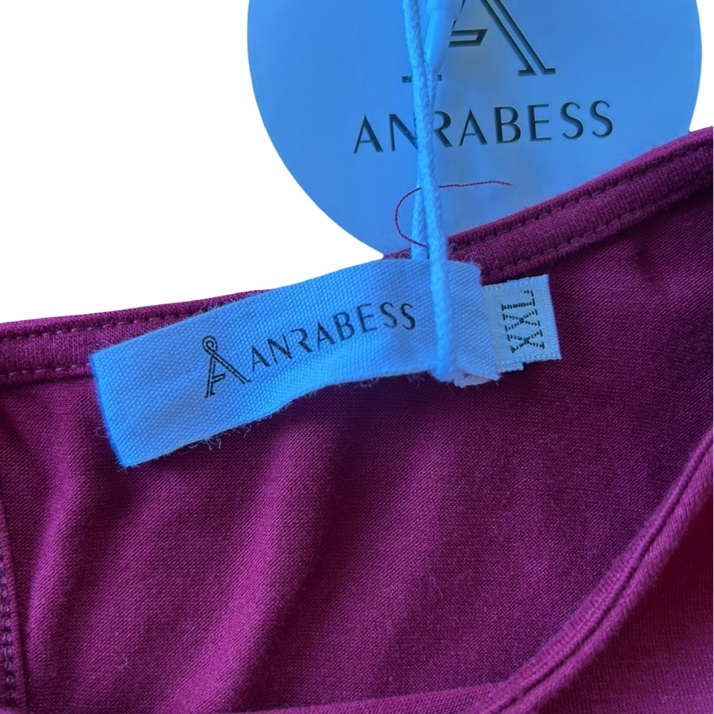 ANRABESS Burgundy Romper XXL | Short Sleeve Drawstring Waist | NWT Defect - Picture 4 of 4
